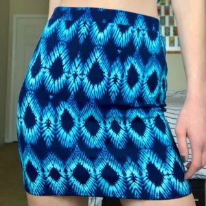Blue Body Con Mini Skirt
